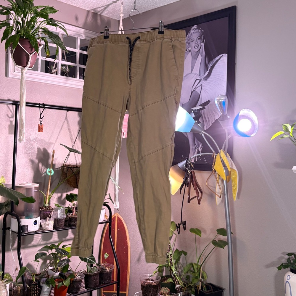 IRON CO‎ Men's Olive Green Jogger Pants Drawstring Casual Streetwear – Size L
